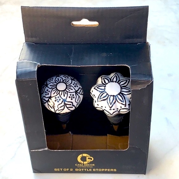 CASA DECO BOTTLE STOPPERS BLACK WHITE DESIGN - Picture 7 of 8